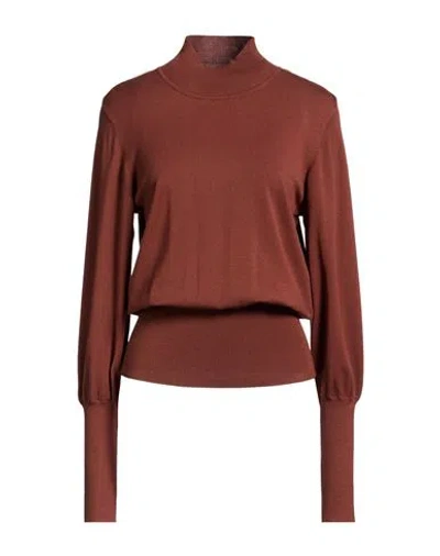 Silvian Heach Woman Turtleneck Brown Size L Viscose, Polyester