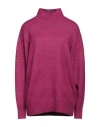 Silvian Heach Woman Turtleneck Magenta Size M Polyester, Elastane, Acrylic