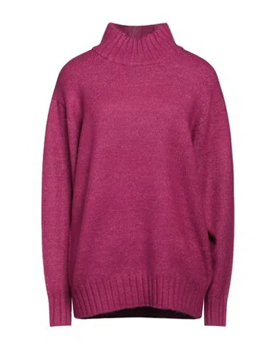 Silvian Heach Woman Turtleneck Magenta Size M Polyester, Elastane, Acrylic