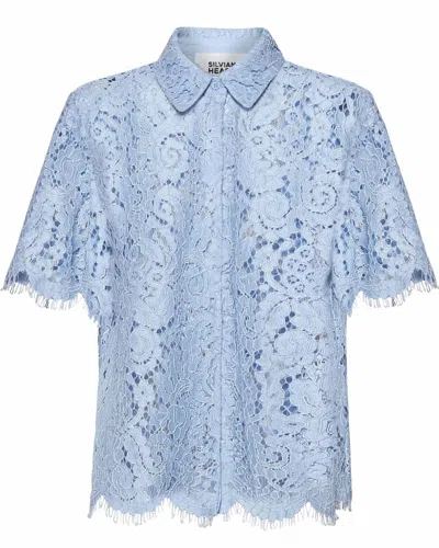 Silvian Heach Women's Lace Shirt With Floral Details In Sky Blue
