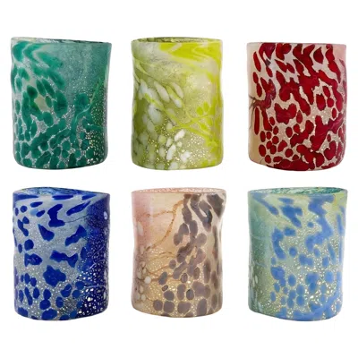 Pre-owned Silvio Piattelli Bizantini. Murano Glass Tumblers – Alba Eclectic Set - Maestro Collection In Gray