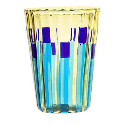 Pre-owned Silvio Piattelli Set Of 8 Campo Di Gigli Toscani Glass Tumblers By  In Green