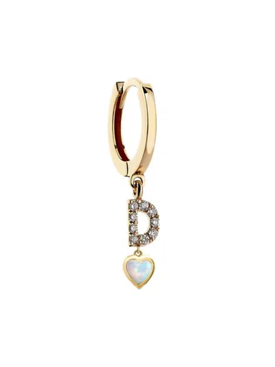Sim And Roz Women's 14k Yellow Gold, 0.16 Tcw Diamond & Gemstone Single Initial Drop Earring