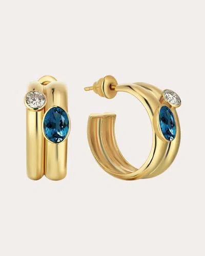Sim And Roz Women's Diamond & Topaz Treasured Hoop Earrings In Gold