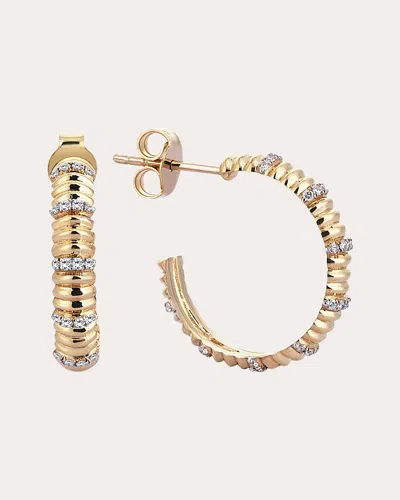 Sim And Roz Women's Diamond Movement Hoop Earrings In Gold