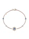 Sim And Roz Women's Equinox Beam 14k Rose Gold, 0.30 Tcw Diamond & Opal Bracelet In White Blue