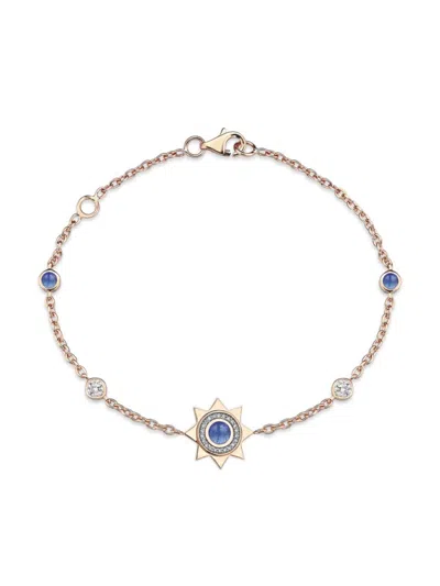 Sim And Roz Women's Equinox Beam 14k Rose Gold, 0.30 Tcw Diamond & Opal Bracelet In White Blue