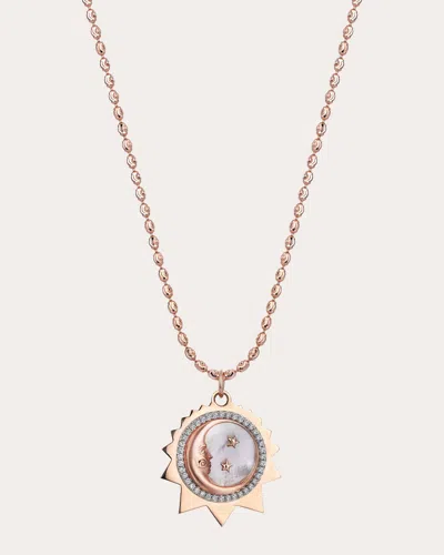 Sim And Roz Women's Mini Moon Pendant Necklace In Pink