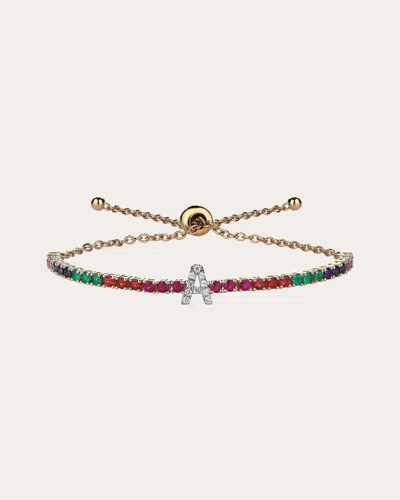 Sim And Roz Women's Rainbow Gemstone Initial Bracelet In Multicolor