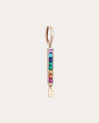 Sim And Roz Women's Rainbow Gemstone Initial Drop Earring In Multicolor