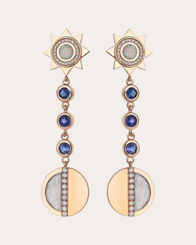 Sim And Roz Women's Sapphire Phase Drop Earrings In Gold
