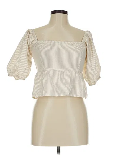 Pre-owned Sim & Sam 3/4 Sleeve Blouse In White