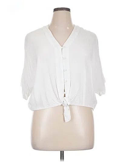 Pre-owned Sim & Sam 3/4 Sleeve Blouse In White