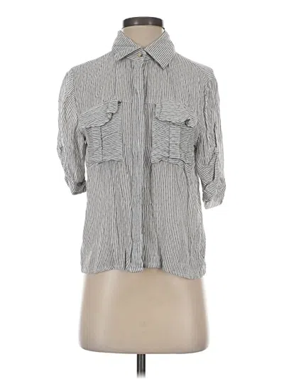 Pre-owned Sim & Sam 3/4 Sleeve Button Down Shirt In Gray