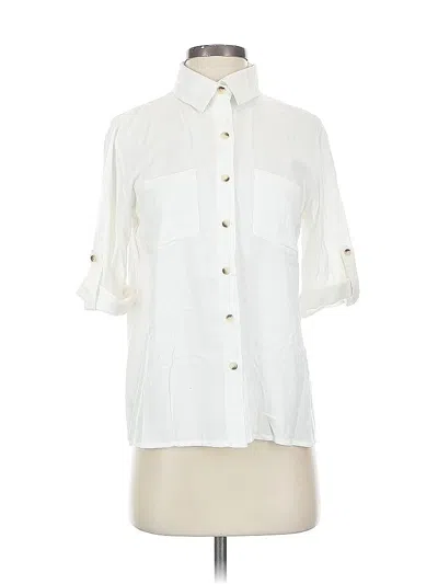 Pre-owned Sim & Sam 3/4 Sleeve Button Down Shirt In White