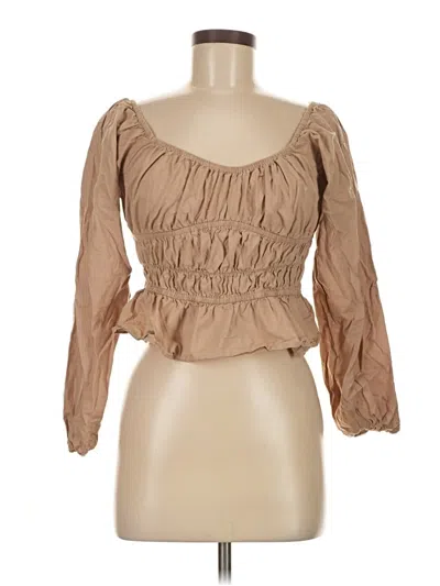Pre-owned Sim & Sam Long Sleeve Blouse In Brown