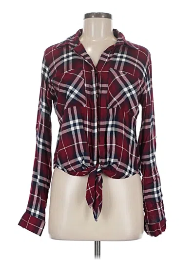 Pre-owned Sim & Sam Long Sleeve Blouse In Burgundy