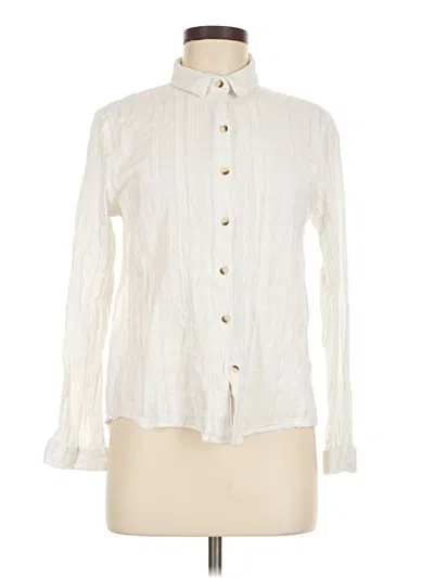 Pre-owned Sim & Sam Long Sleeve Button Down Shirt In White