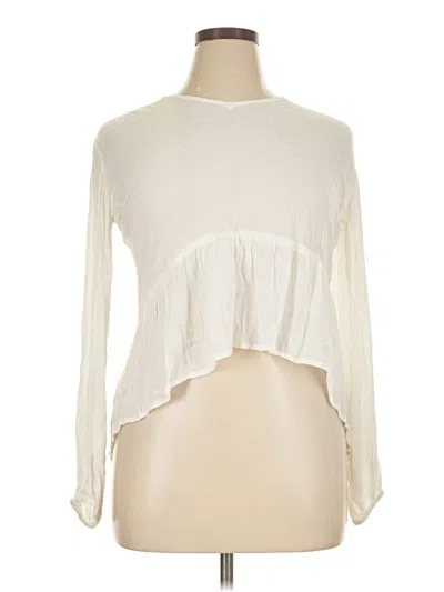 Pre-owned Sim & Sam Long Sleeve T-shirt In Ivory