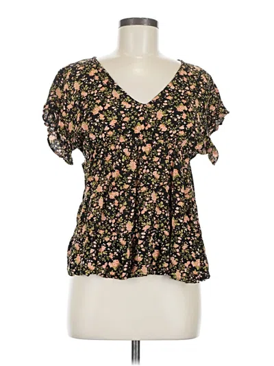 Pre-owned Sim & Sam Short Sleeve Blouse In Black
