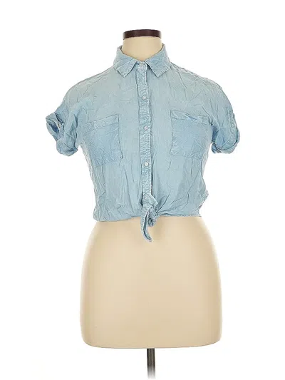 Pre-owned Sim & Sam Short Sleeve Blouse In Blue