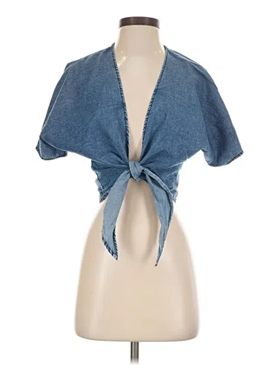 Pre-owned Sim & Sam Short Sleeve Blouse In Blue