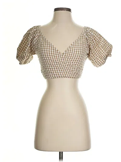 Pre-owned Sim & Sam Short Sleeve Blouse In Brown