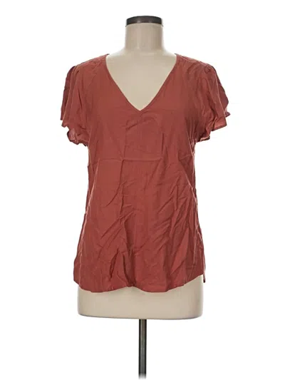 Pre-owned Sim & Sam Short Sleeve Blouse In Brown