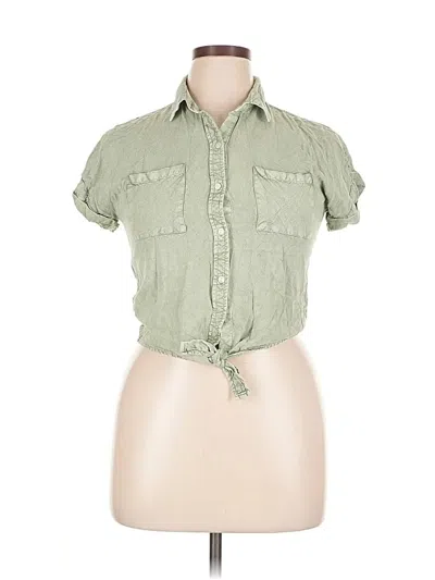 Pre-owned Sim & Sam Short Sleeve Blouse In Green