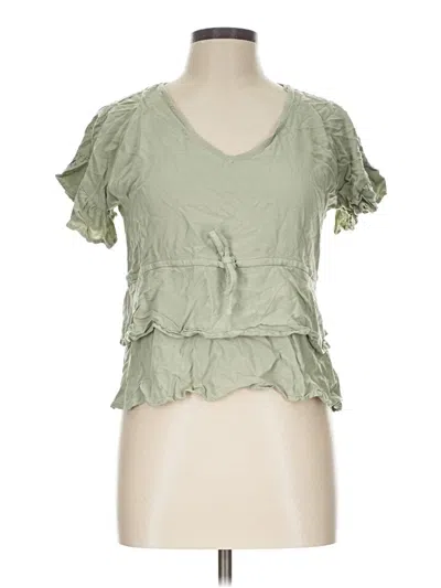 Pre-owned Sim & Sam Short Sleeve Blouse In Green