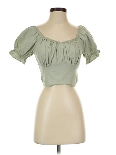 Pre-owned Sim & Sam Short Sleeve Blouse In Green