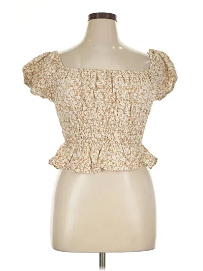 Pre-owned Sim & Sam Short Sleeve Blouse In Ivory