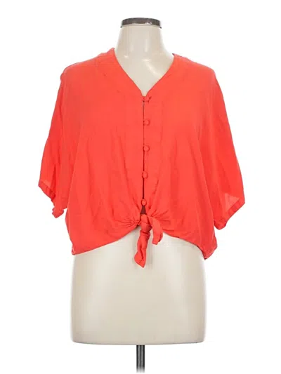Pre-owned Sim & Sam Short Sleeve Blouse In Orange