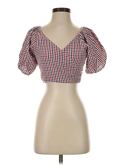 Pre-owned Sim & Sam Short Sleeve Blouse In Red