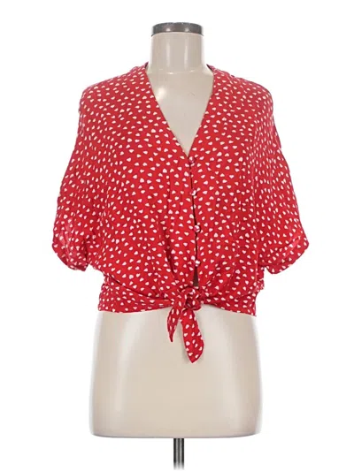 Pre-owned Sim & Sam Short Sleeve Blouse In Red