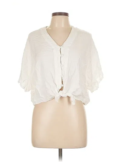 Pre-owned Sim & Sam Short Sleeve Blouse In White