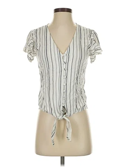Pre-owned Sim & Sam Short Sleeve Blouse In White