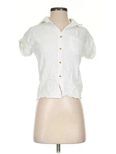 Pre-owned Sim & Sam Short Sleeve Blouse In White