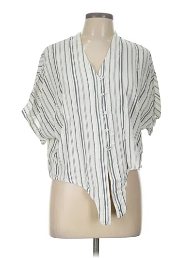 Pre-owned Sim & Sam Short Sleeve Blouse In White