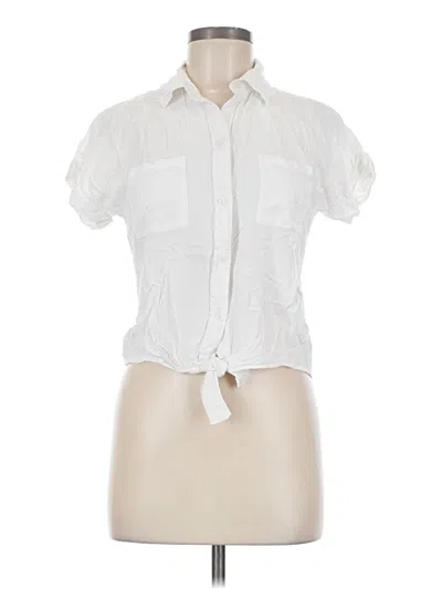 Pre-owned Sim & Sam Short Sleeve Blouse In White