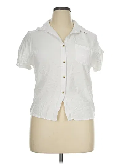 Pre-owned Sim & Sam Short Sleeve Blouse In White