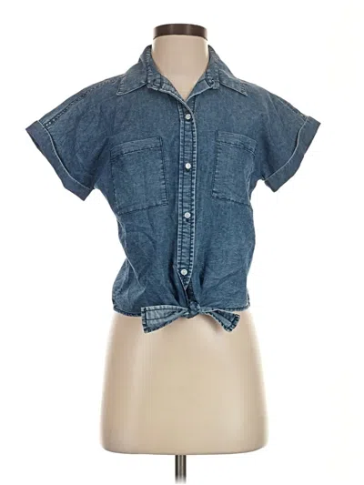 Pre-owned Sim & Sam Short Sleeve Button Down Shirt In Blue