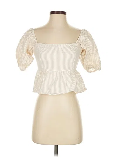 Pre-owned Sim & Sam Short Sleeve Top Ivory Sweetheart Neckline Tops In White