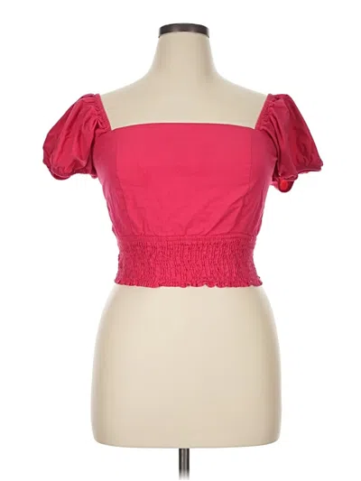 Pre-owned Sim & Sam Short Sleeve Top Pink Sweetheart Neckline Tops