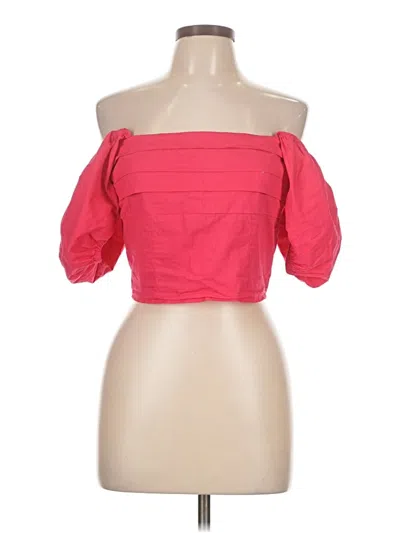 Pre-owned Sim & Sam Short Sleeve Top Red Off The Shoulder Neckline Tops
