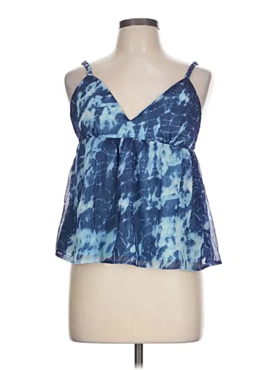 Pre-owned Sim & Sam Tank Top Blue Halter Neckline Tops