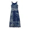 Simeon Farrar Women's Blue Zigzag Maxi Jersey Dress