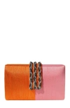Simitri Color Block Braided Clutch In Orange