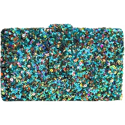 Simitri Fusion Sequin Kitsch Clutch In Blue