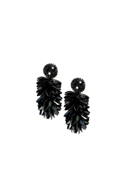 Simitri Petal Fringe Earrings In Black